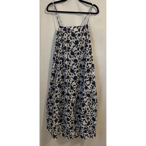 ZARA Womens Size XS The Cecilia Dress Blue Floral Sleeveless Midi Cotton